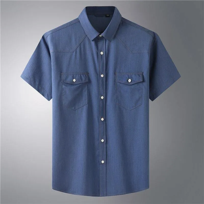10XL 8XL 6XL Men's Summer Fashion Pure Color Breathable Comfortable