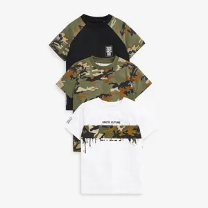 3 Pack Camo Colourblock T-Shirts (3-12yrs)