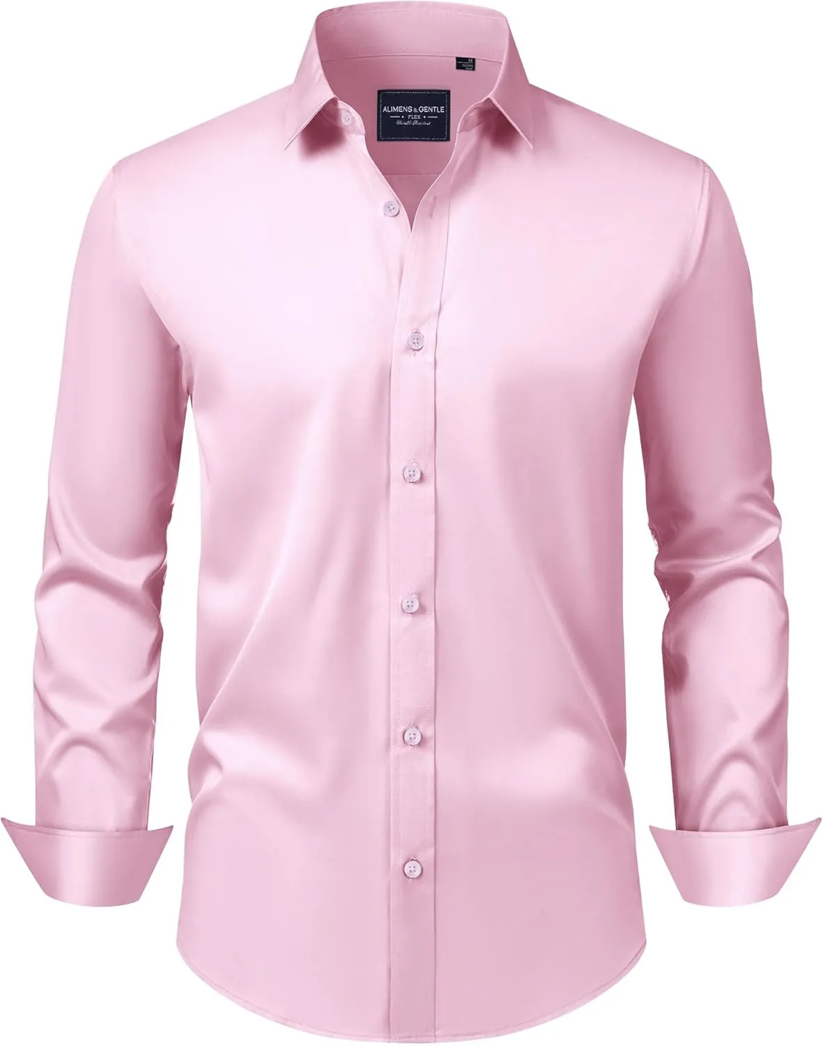 Alimens & Gentle Men's Dress Shirts Transitional Weather Long Sleeve Stretch Wrinkle-Free Button Down Top