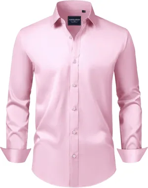 Alimens & Gentle Men's Dress Shirts Transitional Weather Long Sleeve Stretch Wrinkle-Free Button Down Top