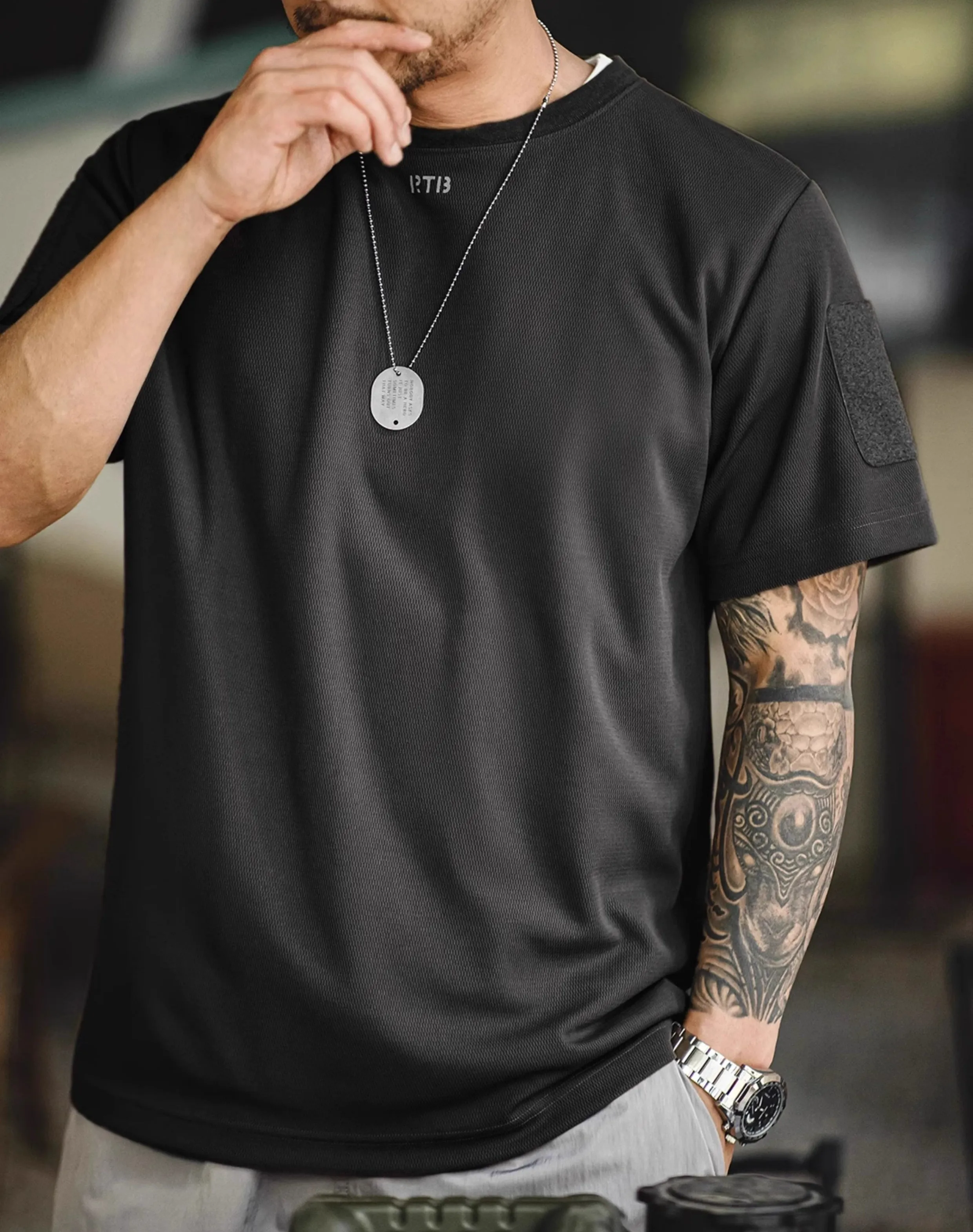 American Honeycomb Breathable Basic Sweat-Wicking Men's T-Shirt