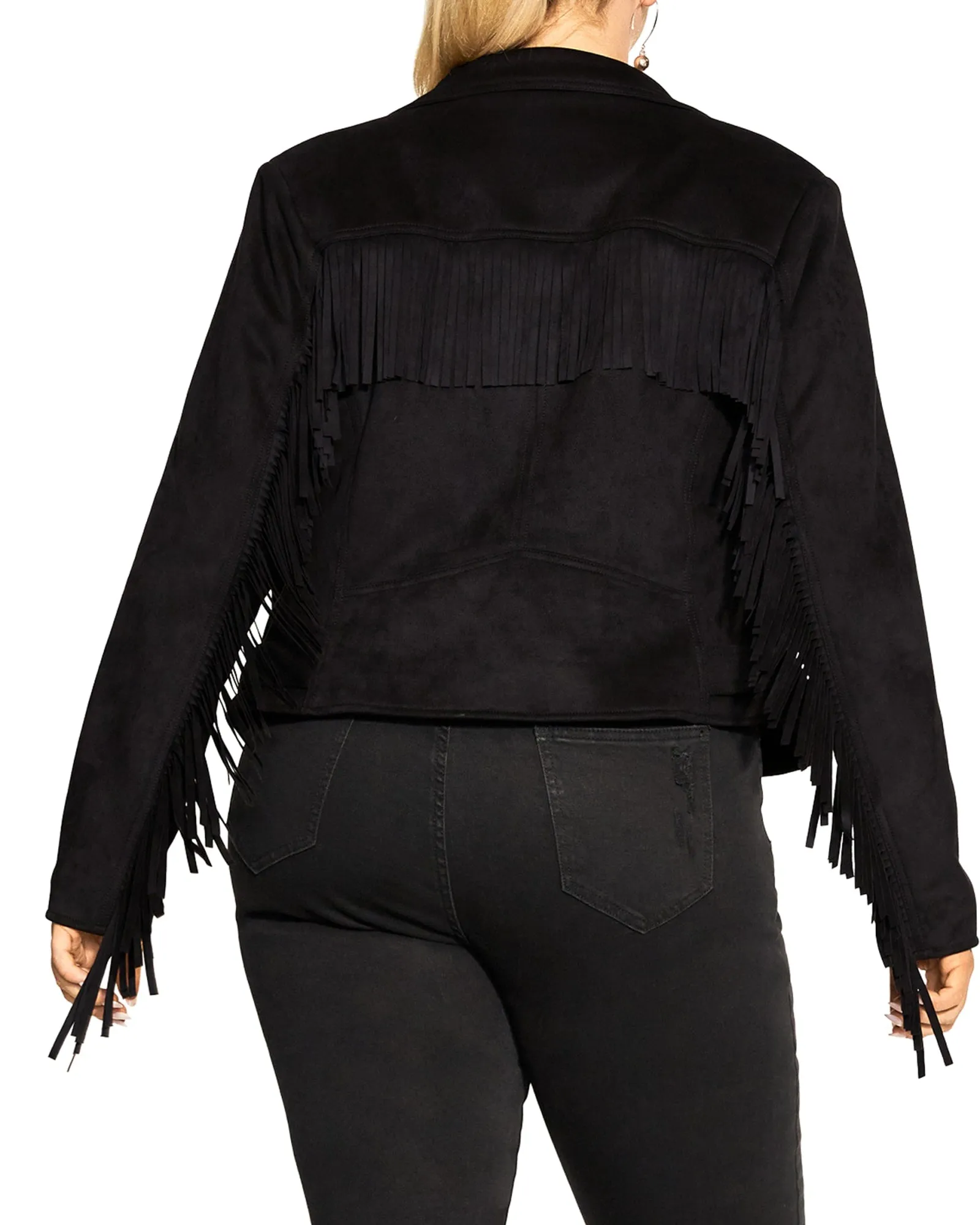 Angela Fringe Jacket | Black