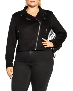 Angela Fringe Jacket | Black