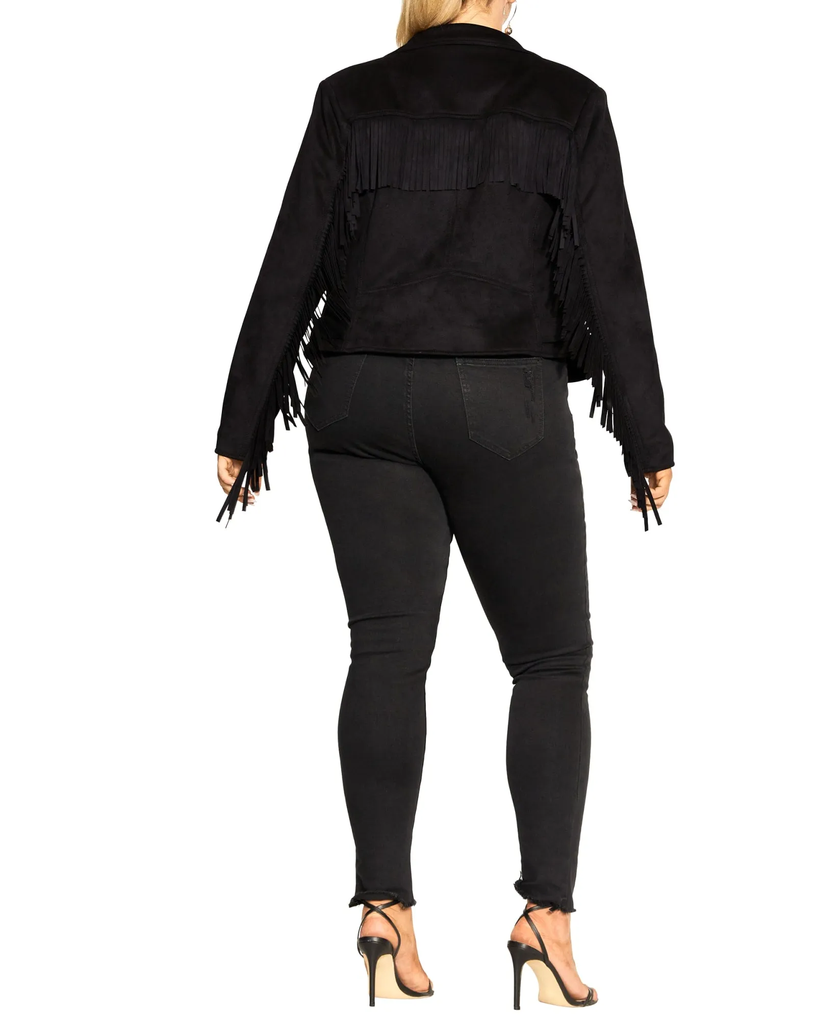 Angela Fringe Jacket | Black