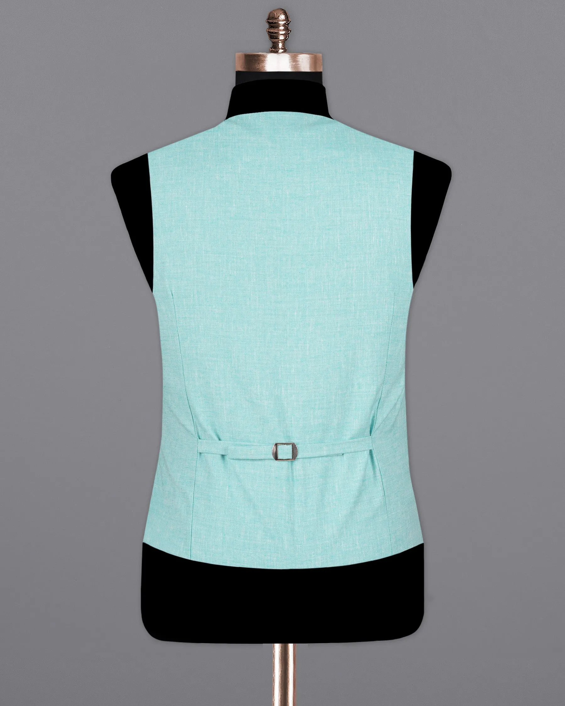 Aqua Island Blue Luxurious Linen Waistcoat