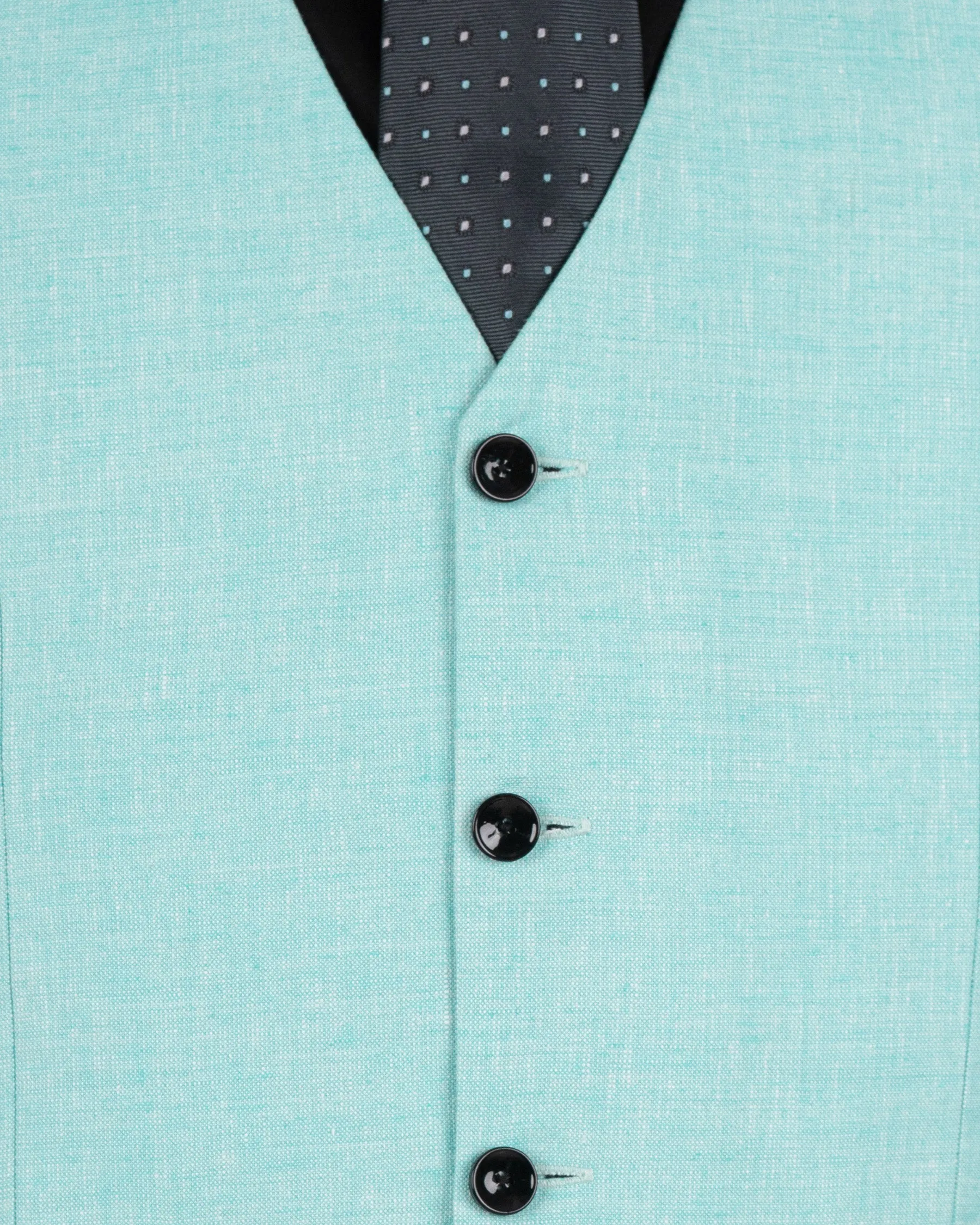 Aqua Island Blue Luxurious Linen Waistcoat