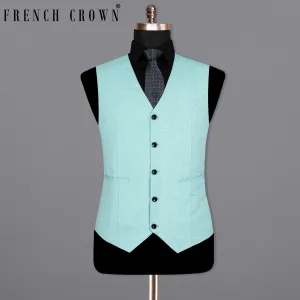 Aqua Island Blue Luxurious Linen Waistcoat