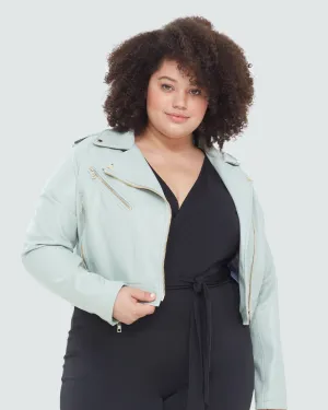 Bailey Faux Leather Moto Jacket | Mint Green