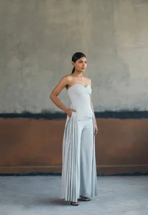 BANDEAU FLARED JUMPSUIT IN GREY