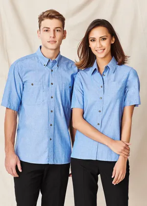 Biz Mens Wrinkle Free Chambray s/s Shirt