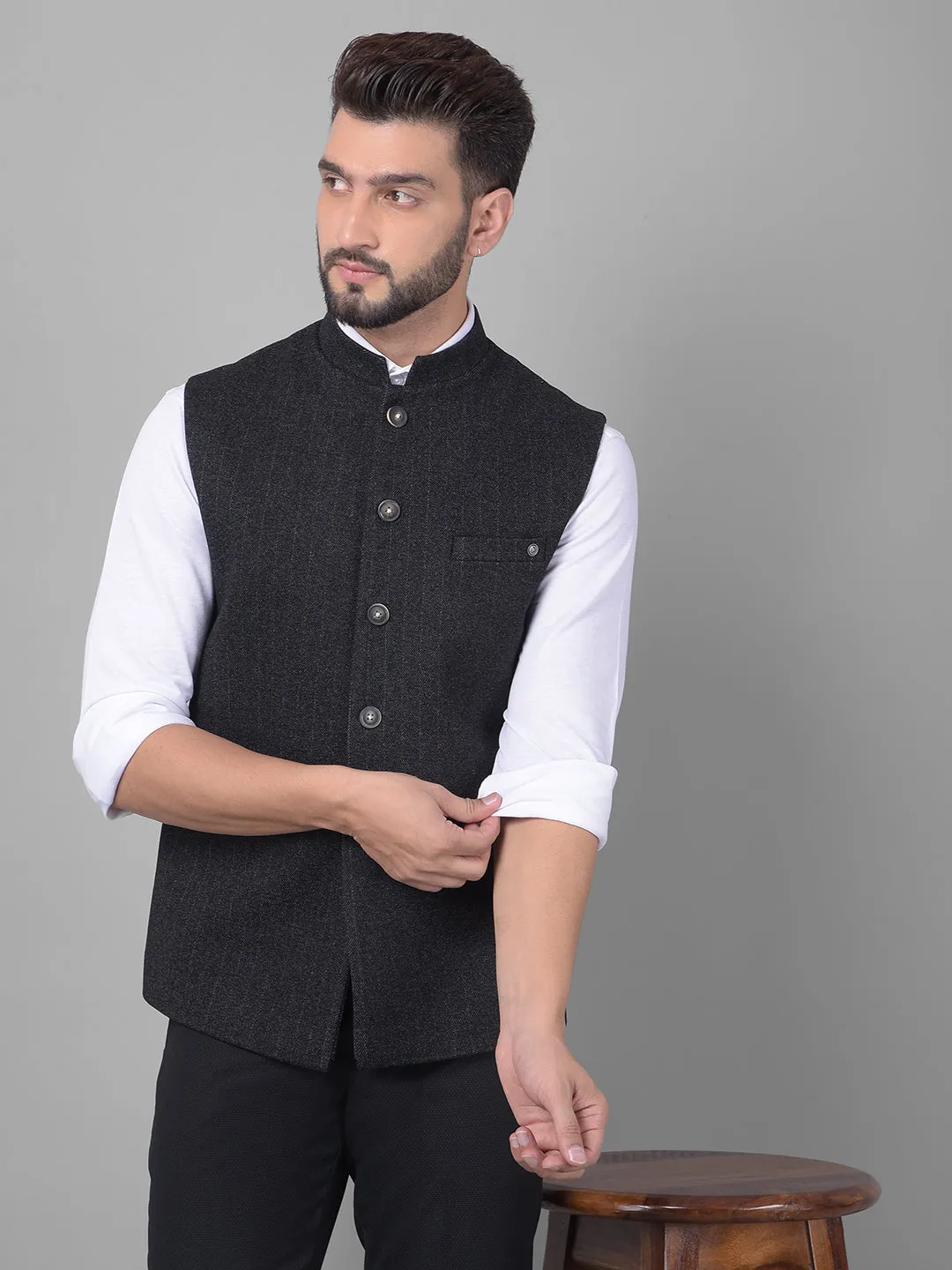 Black Striped Waistcoat