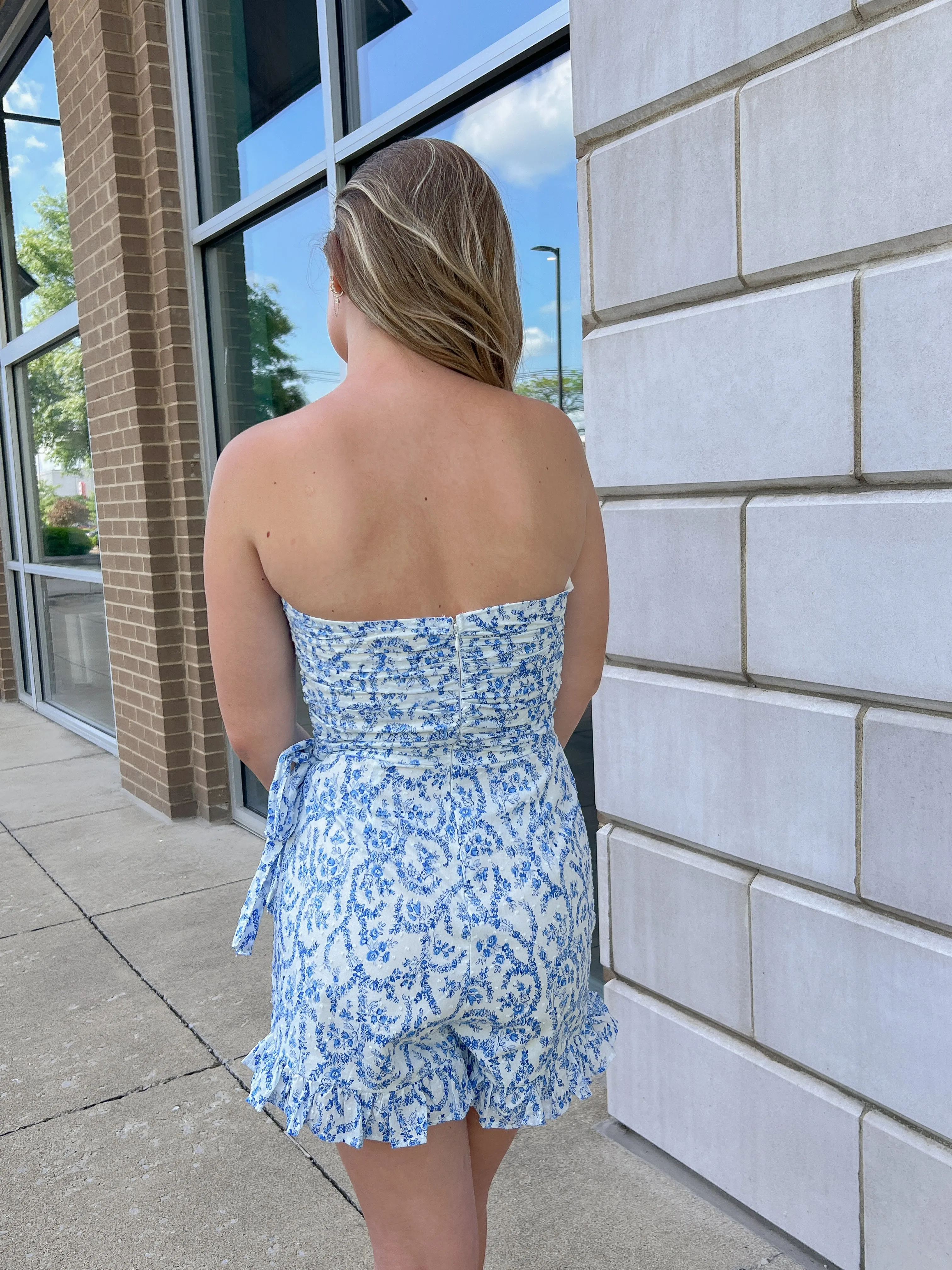 Blue Radiance Strapless Romper