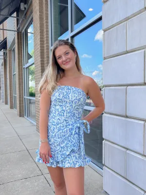 Blue Radiance Strapless Romper