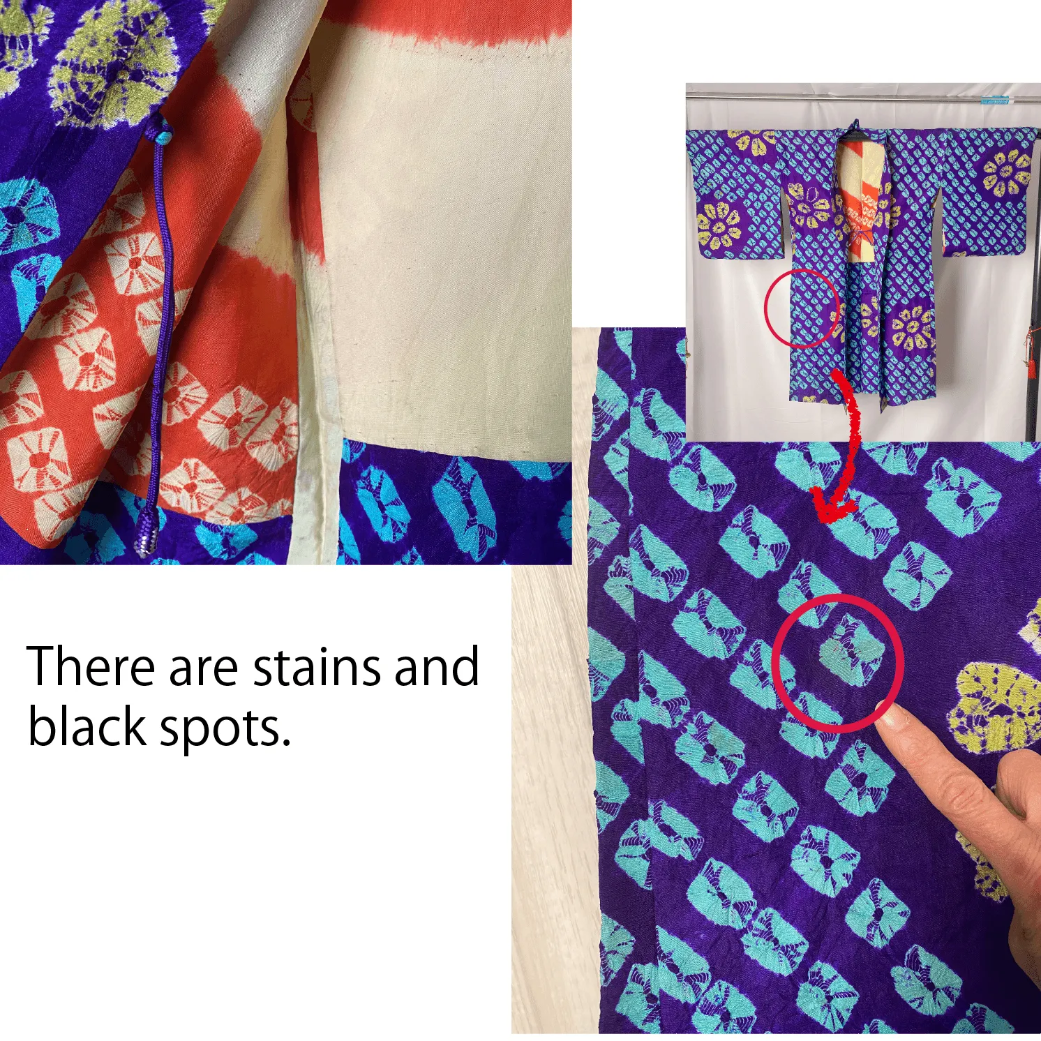 Blue Shibori Haori, Old Item, Japanese Kimono, Flower, Very Good, Cardigan, Women's Jacket, Silk Long outer, Casual Layer, Versatile-M