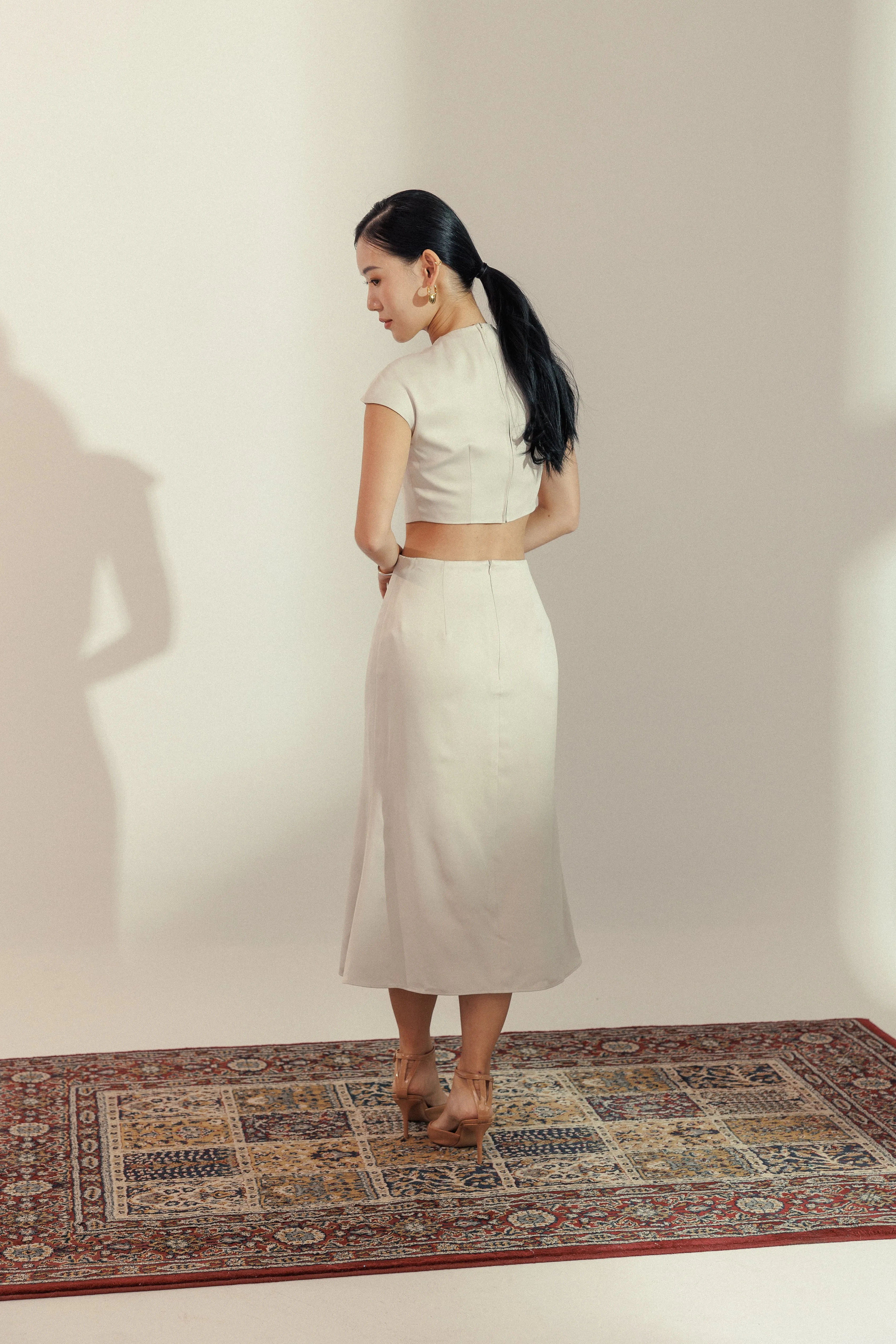 [BO] Satin Midi Skirt