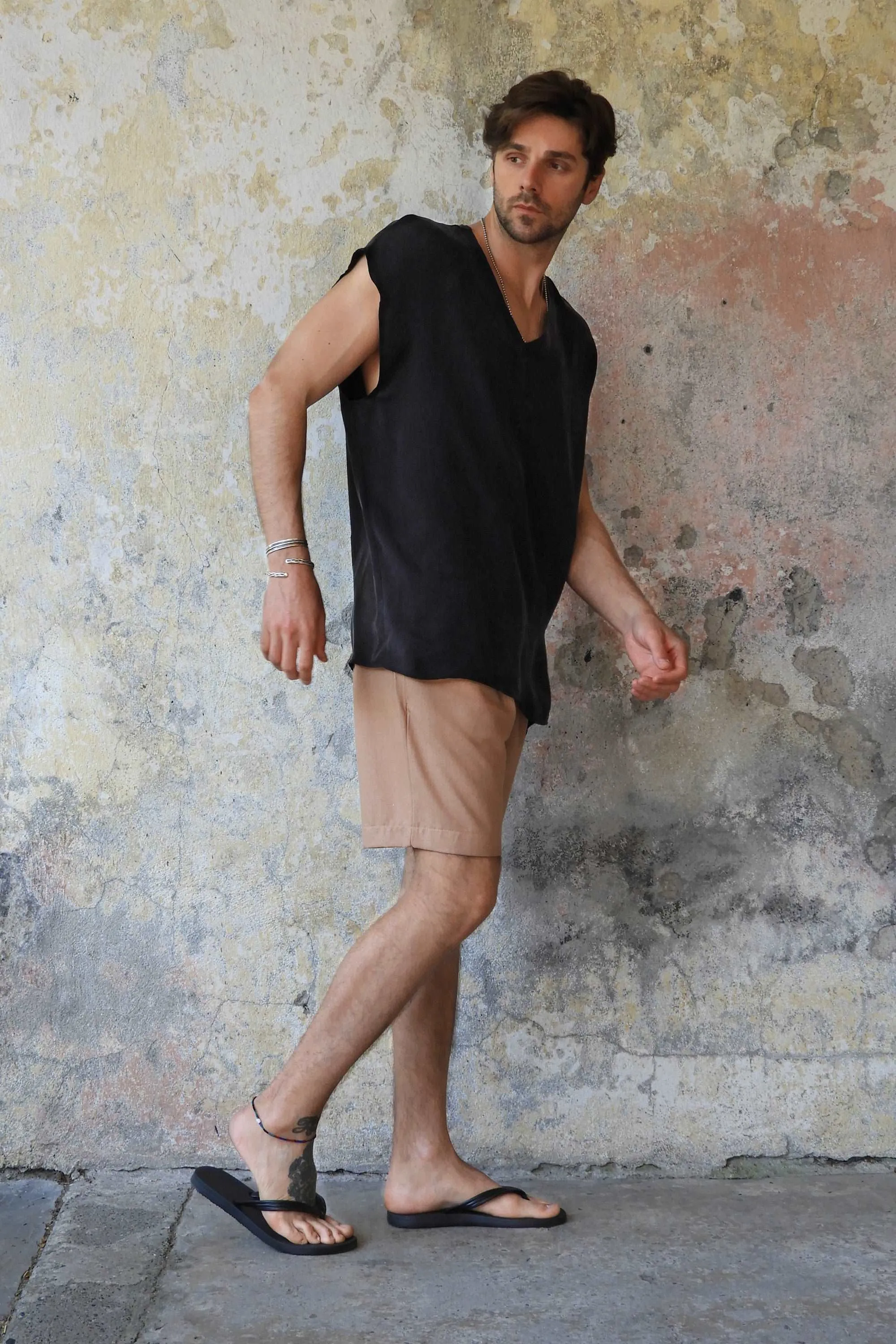 BOREAS Linen Blend Shorts Man (Tan, Burnt Orange)