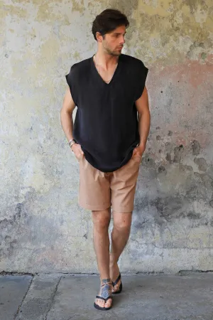 BOREAS Linen Blend Shorts Man (Tan, Burnt Orange)