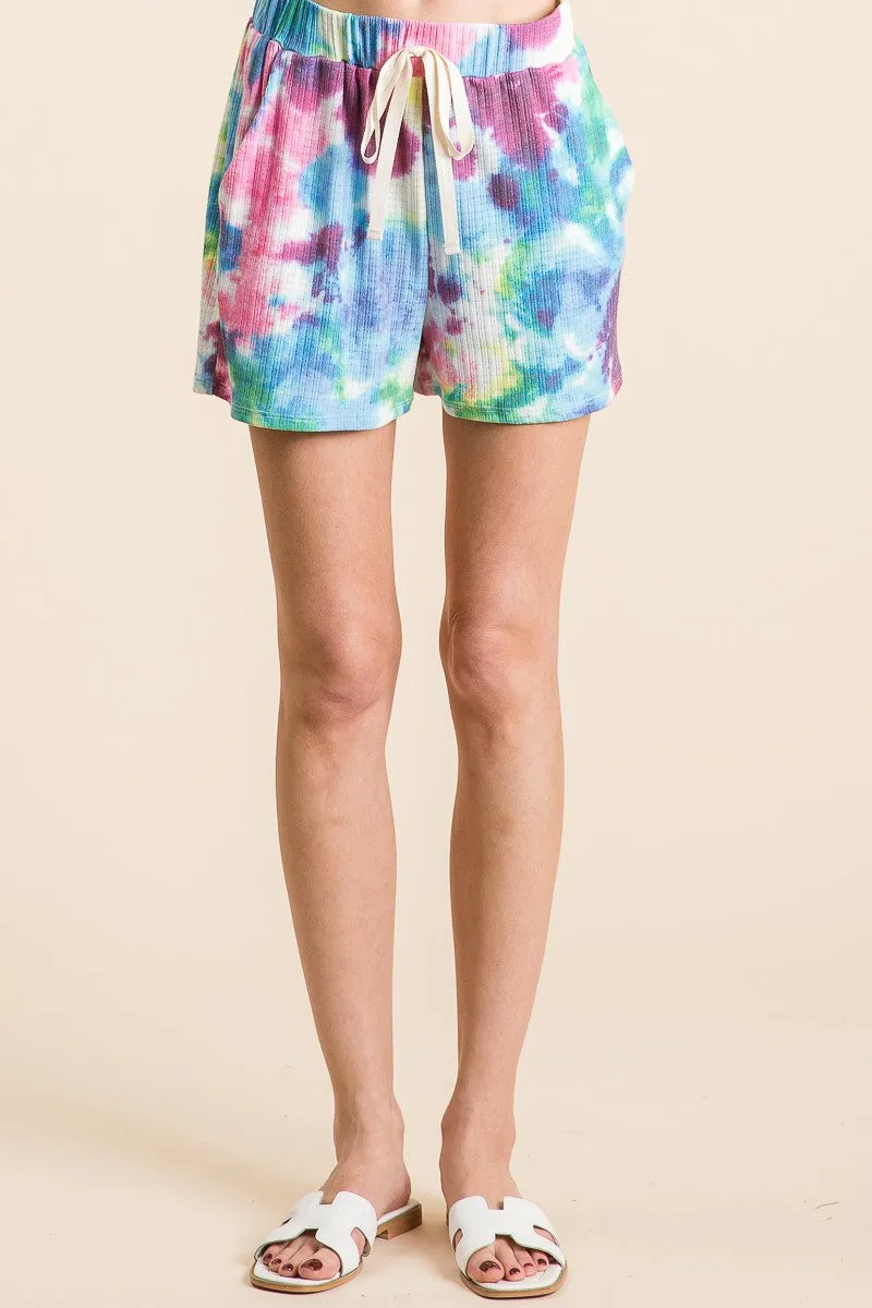 BP9001-67 | TIE DYE FRENCH TERRY CASUAL SHORTS