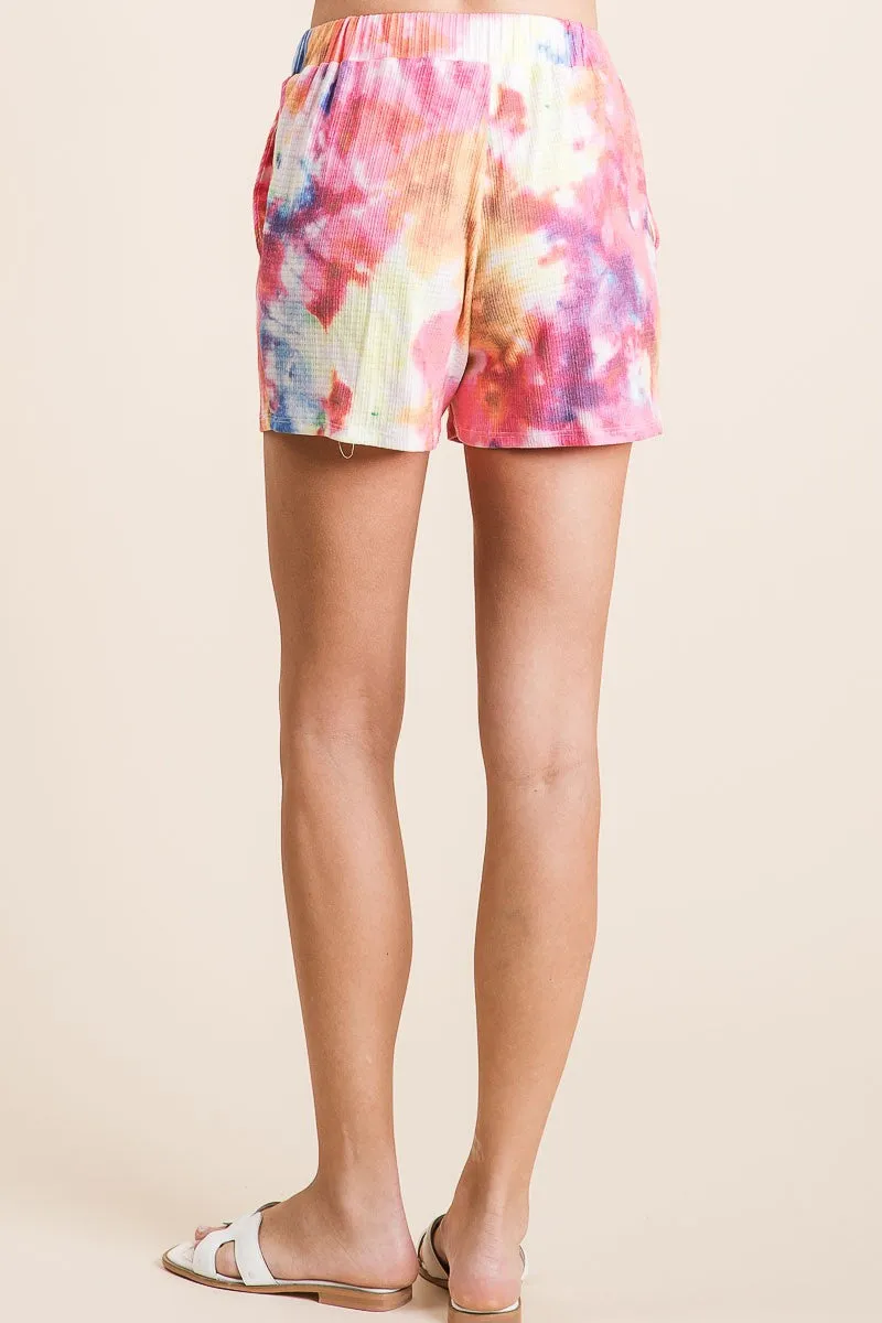 BP9001-67 | TIE DYE FRENCH TERRY CASUAL SHORTS