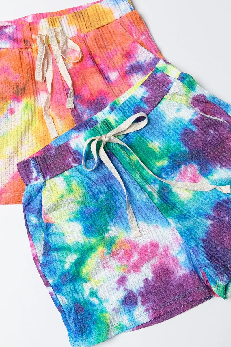 BP9001-67 | TIE DYE FRENCH TERRY CASUAL SHORTS