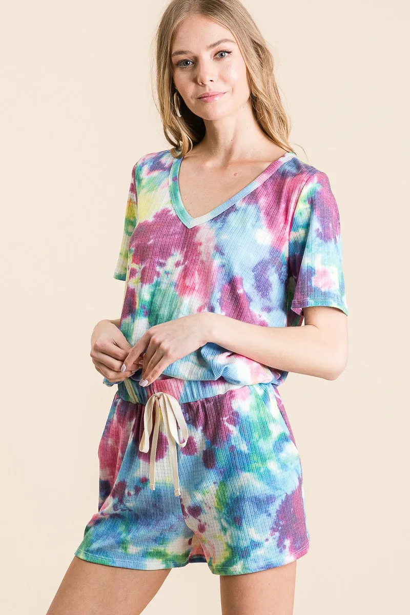 BP9001-67 | TIE DYE FRENCH TERRY CASUAL SHORTS