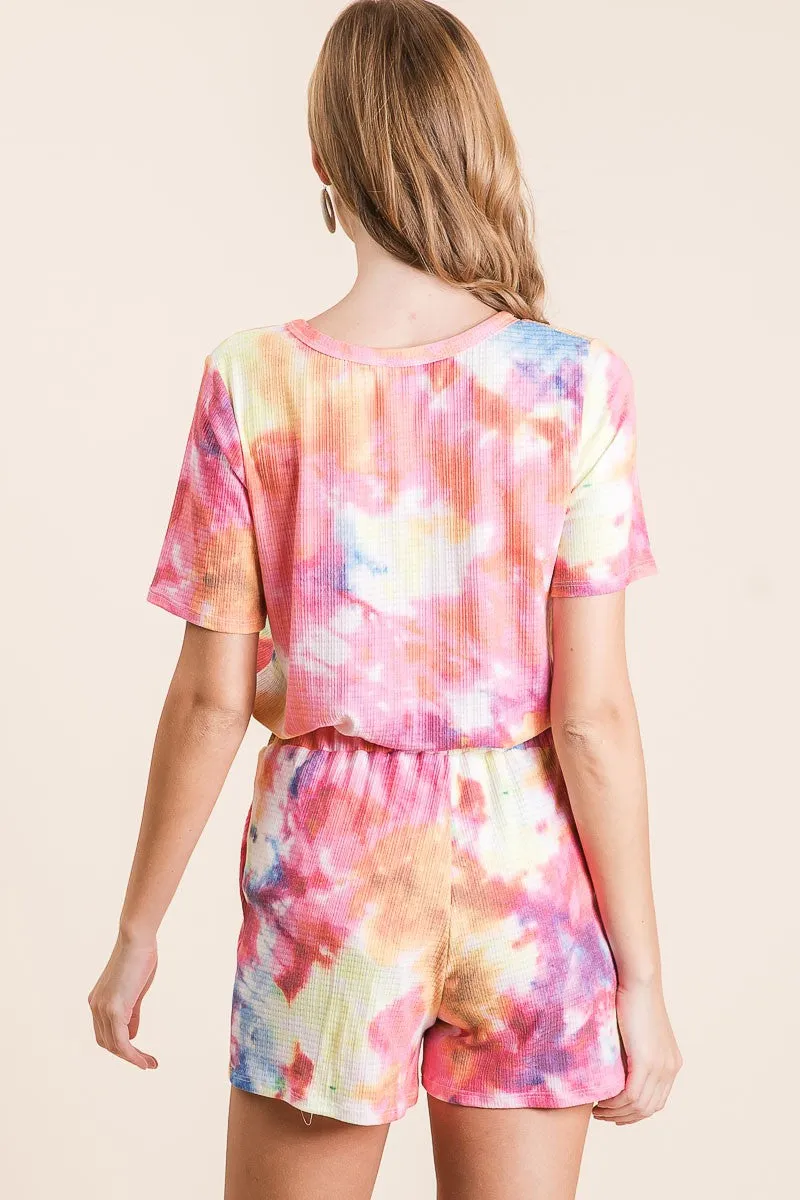 BP9001-67 | TIE DYE FRENCH TERRY CASUAL SHORTS