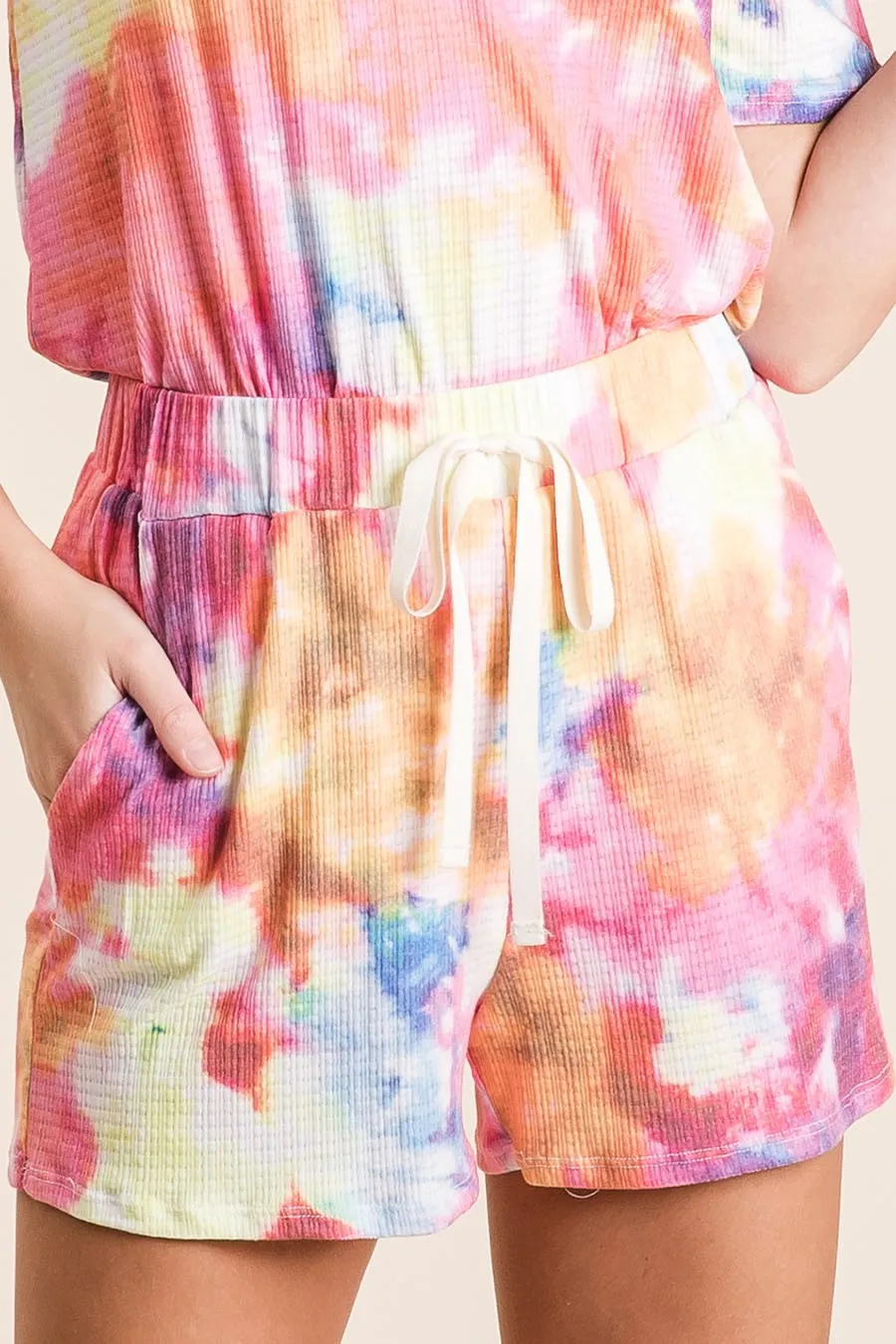 BP9001-67 | TIE DYE FRENCH TERRY CASUAL SHORTS