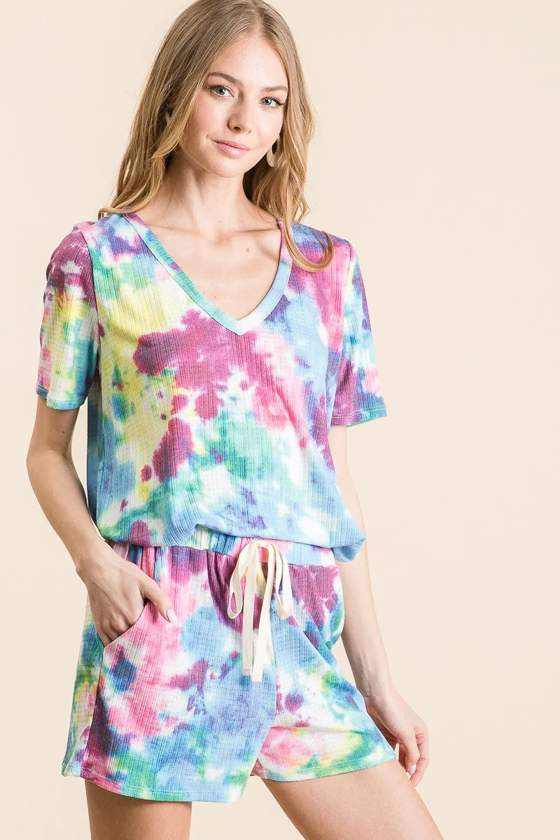 BP9001-67 | TIE DYE FRENCH TERRY CASUAL SHORTS