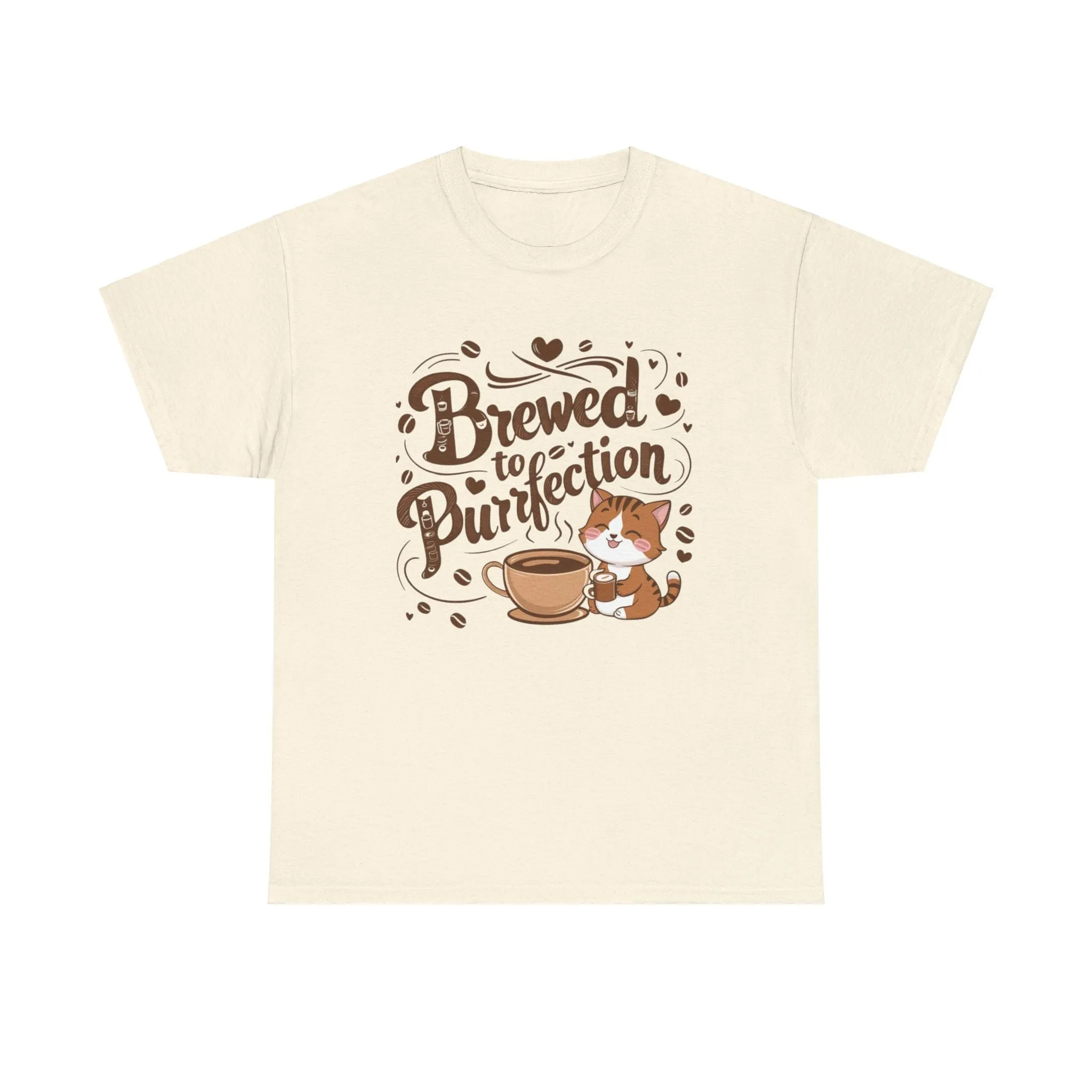 Brewed To Purrfection Coffee Cotton T-Shirt