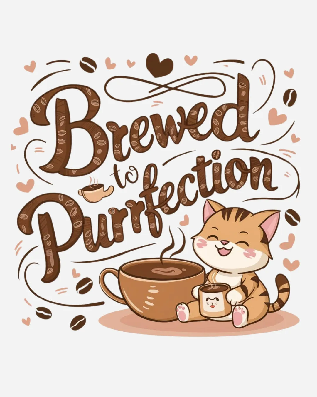 Brewed To Purrfection Coffee Cotton T-Shirt