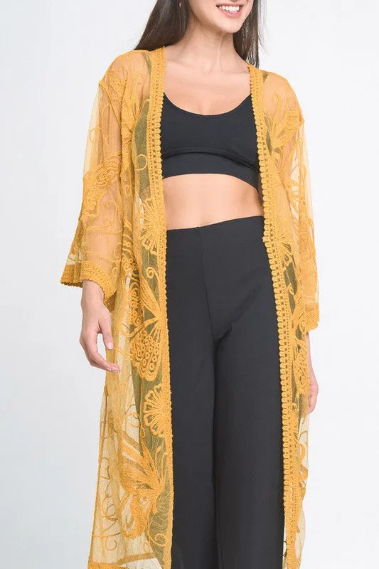 Butterfly Pattern Laced Kimono
