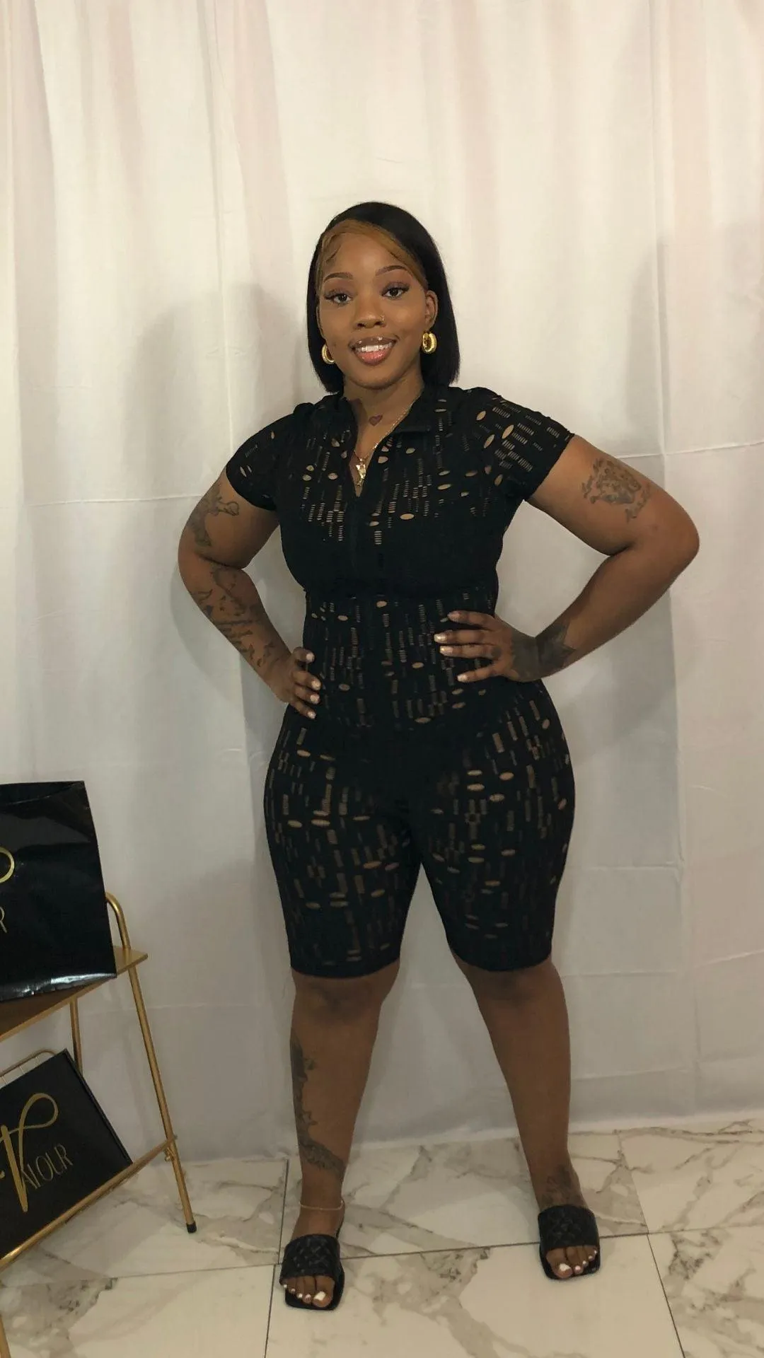 Calli black holes one piece romper bodysuit