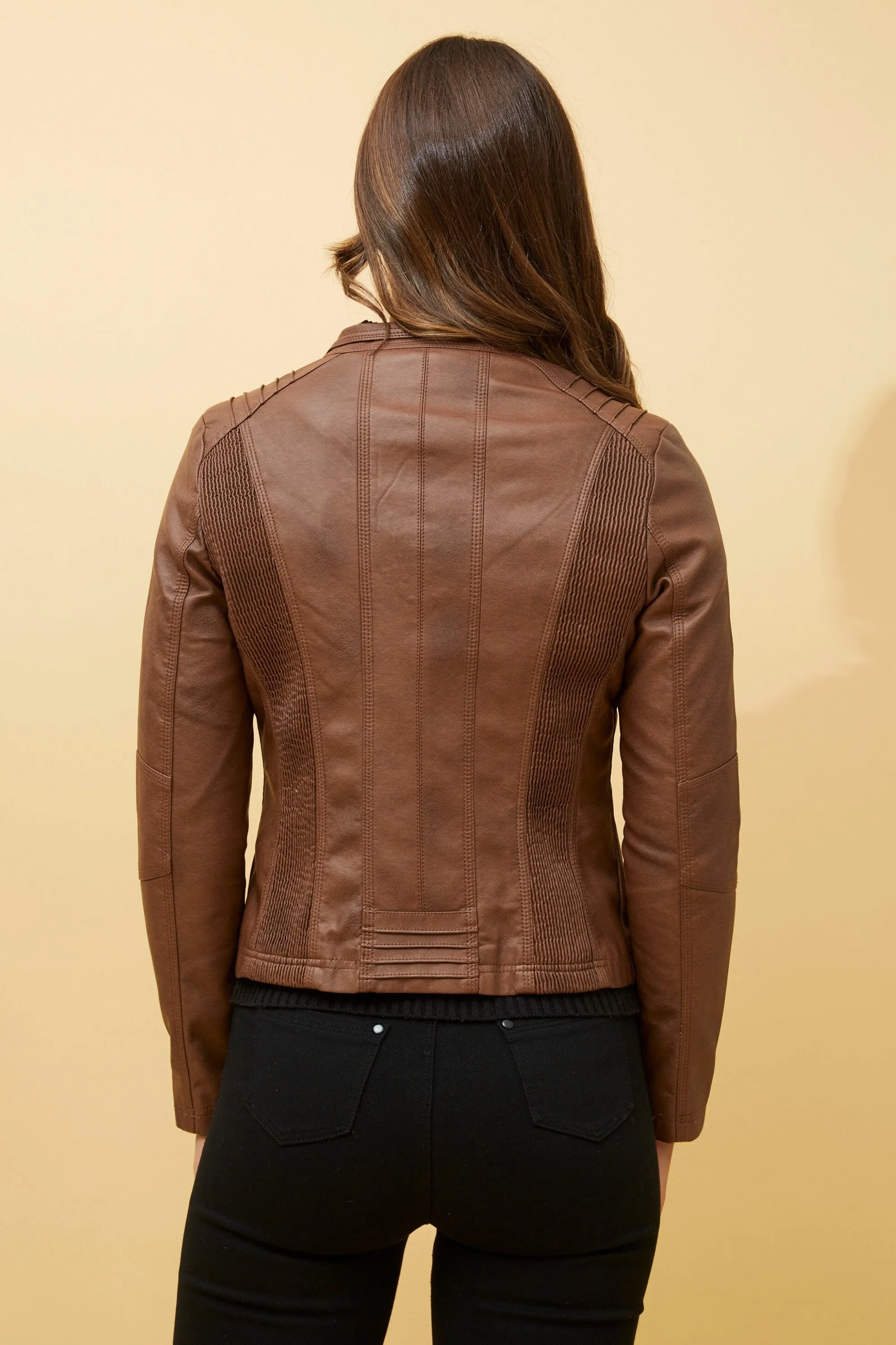 Caroline Morgan Vegan Leather Biker Jacket