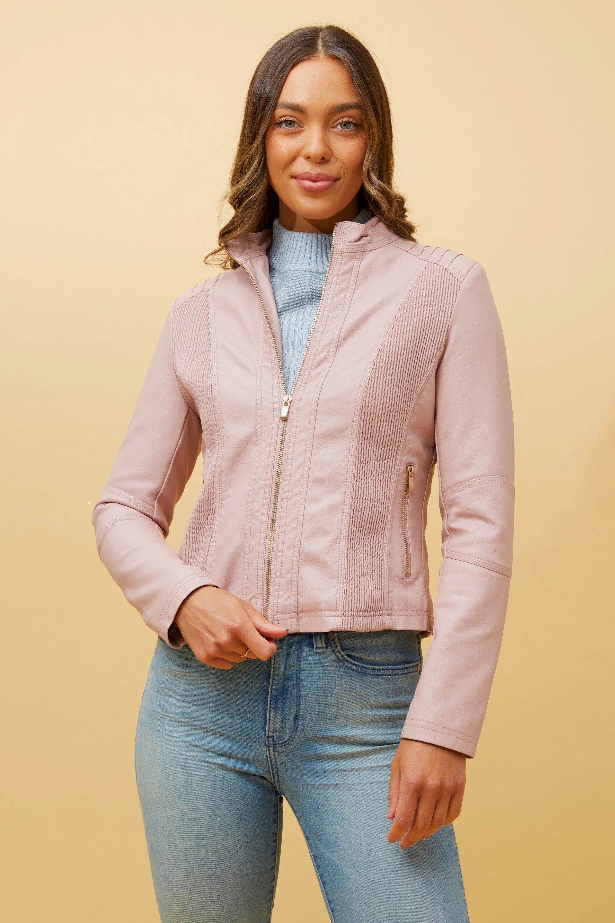 Caroline Morgan Vegan Leather Biker Jacket