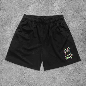 Casual Bunny Skull Print Mesh Shorts