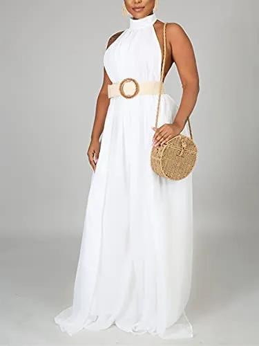 Chiffon Halter Wide Leg Jumpsuit