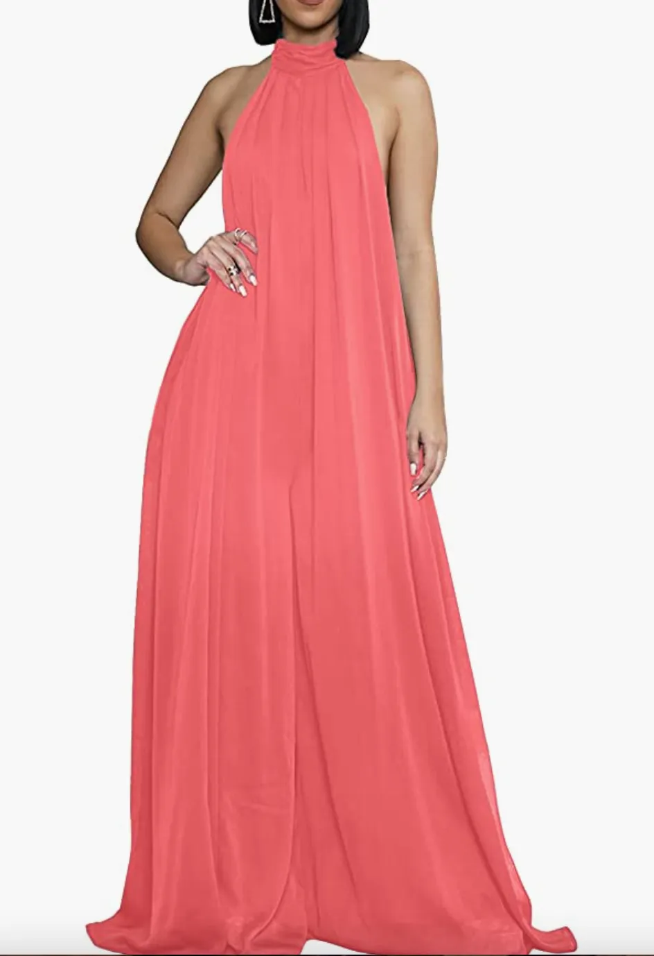 Chiffon Halter Wide Leg Jumpsuit