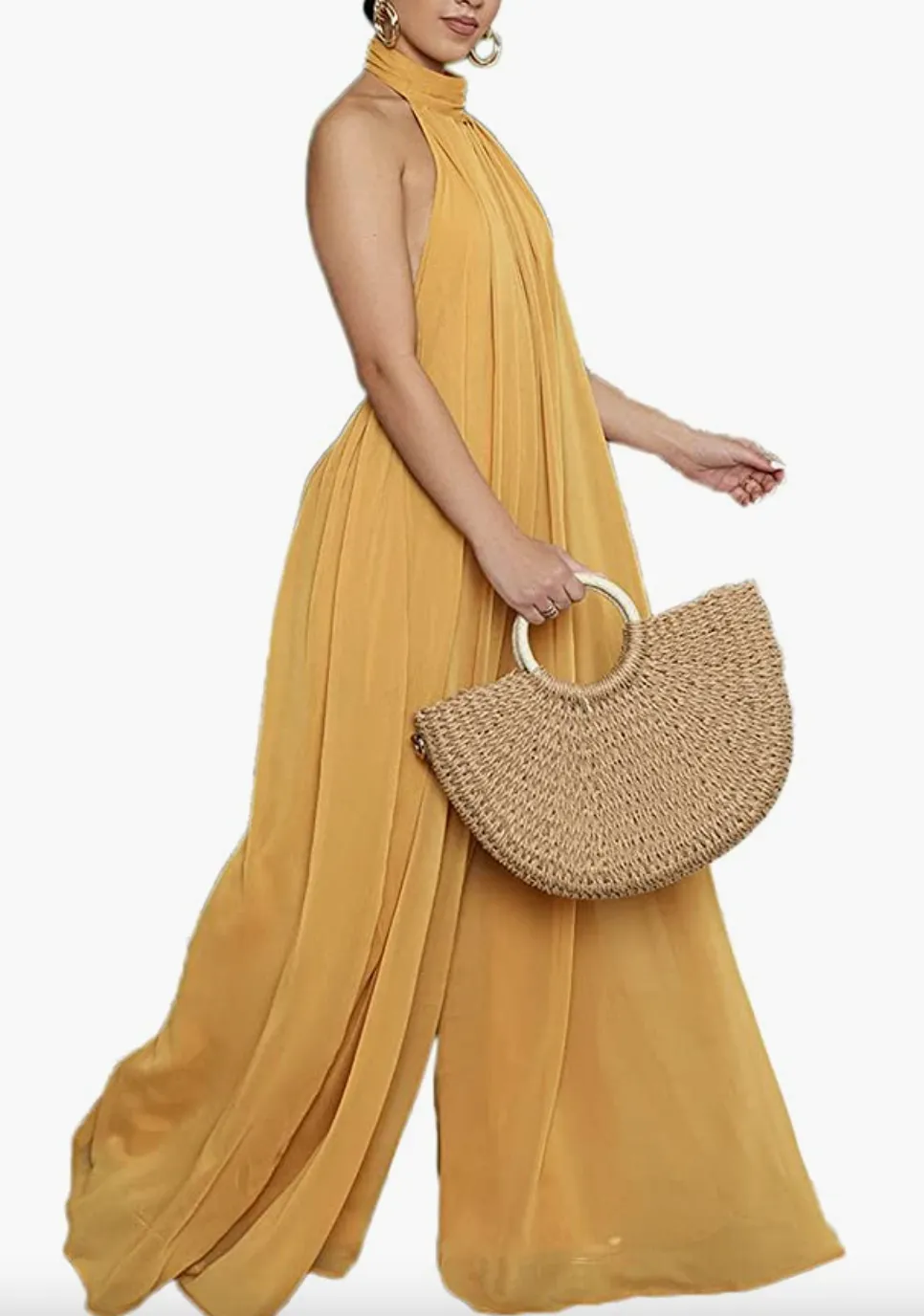 Chiffon Halter Wide Leg Jumpsuit