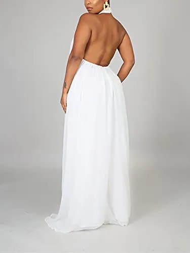 Chiffon Halter Wide Leg Jumpsuit