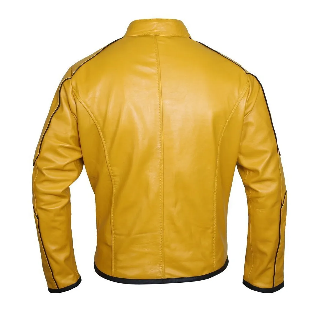Classy Dijon Mustard Yellow leather jacket