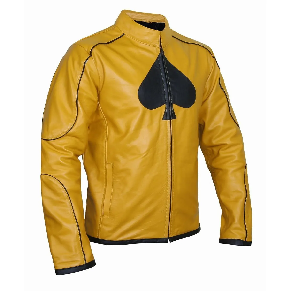 Classy Dijon Mustard Yellow leather jacket