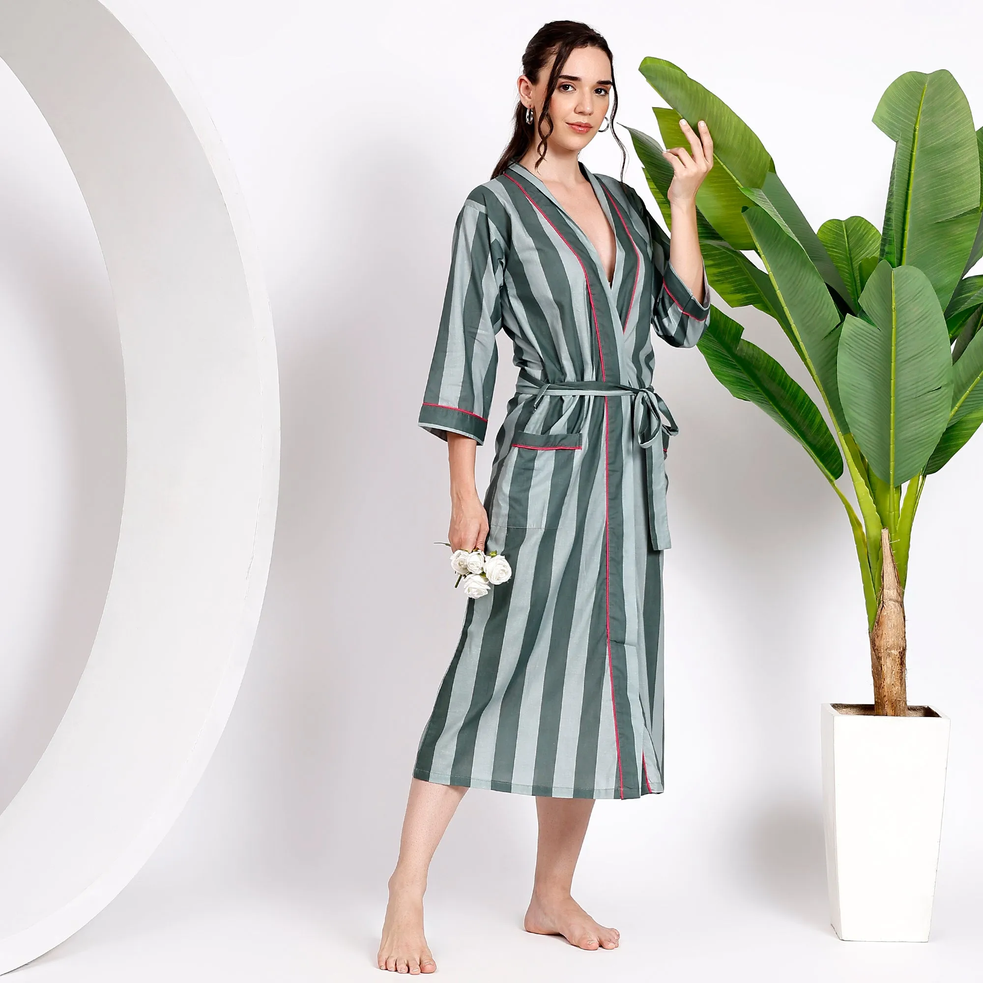 Cotton Duck Green Kimonos For A Beach Cover Ups