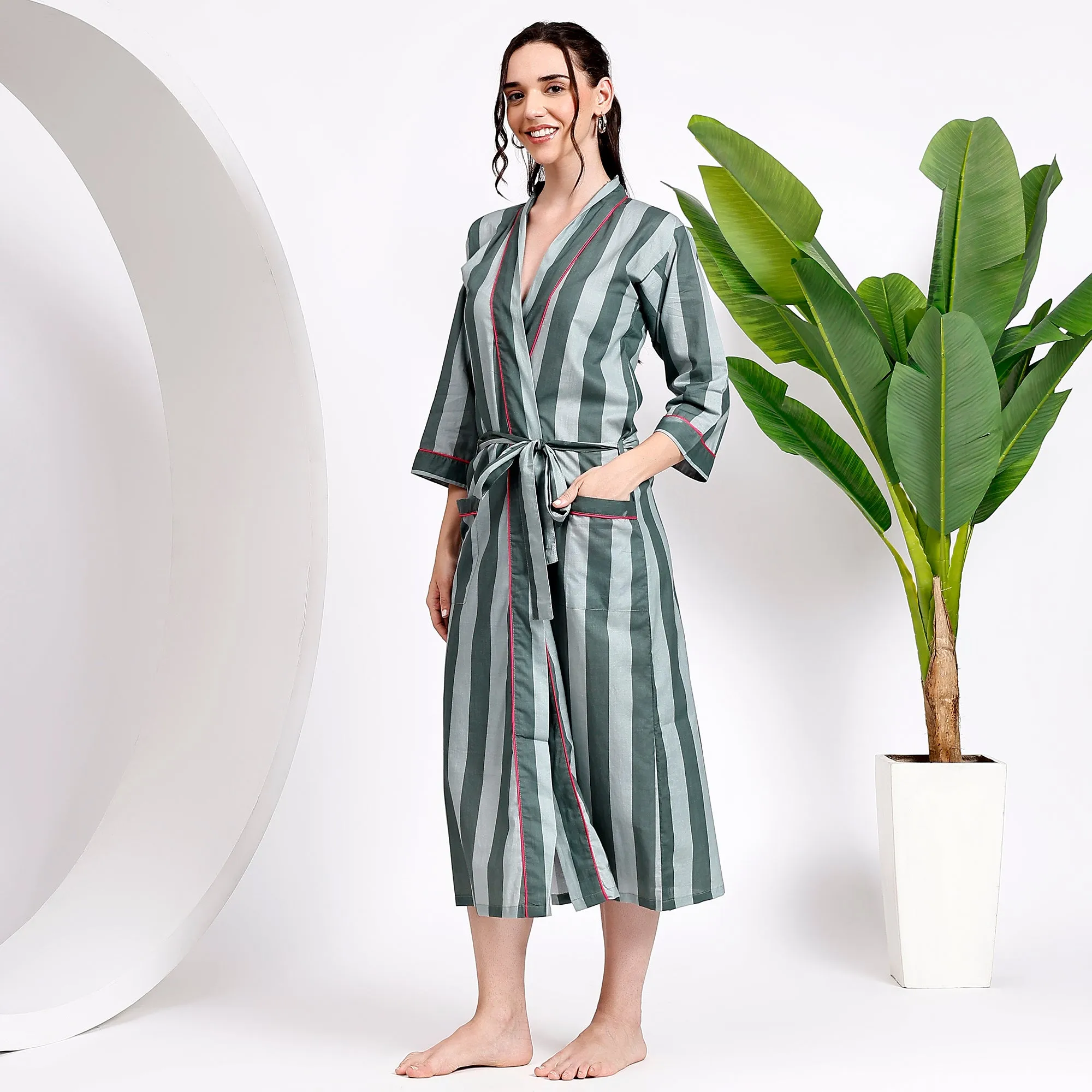 Cotton Duck Green Kimonos For A Beach Cover Ups