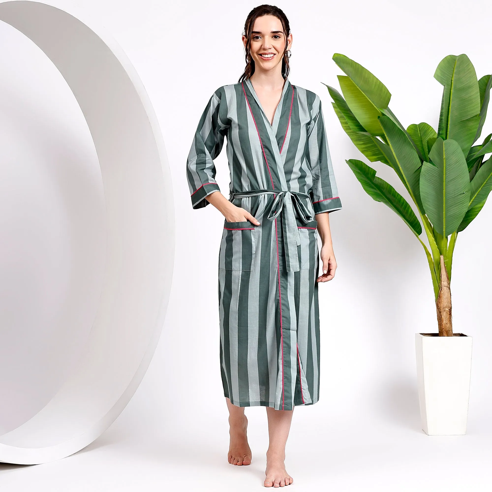 Cotton Duck Green Kimonos For A Beach Cover Ups
