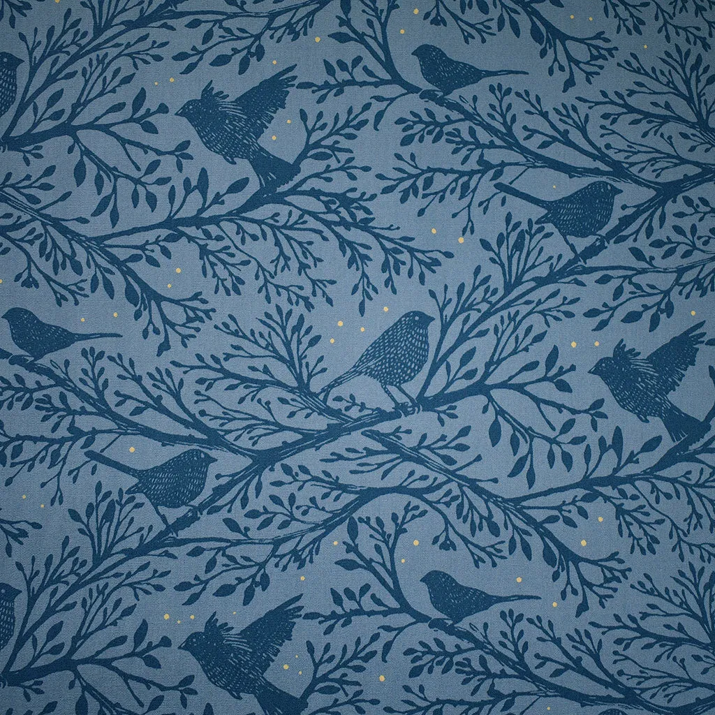 Coyote Hill Flight of Shadows Tonal Birds Premium Cotton Blue