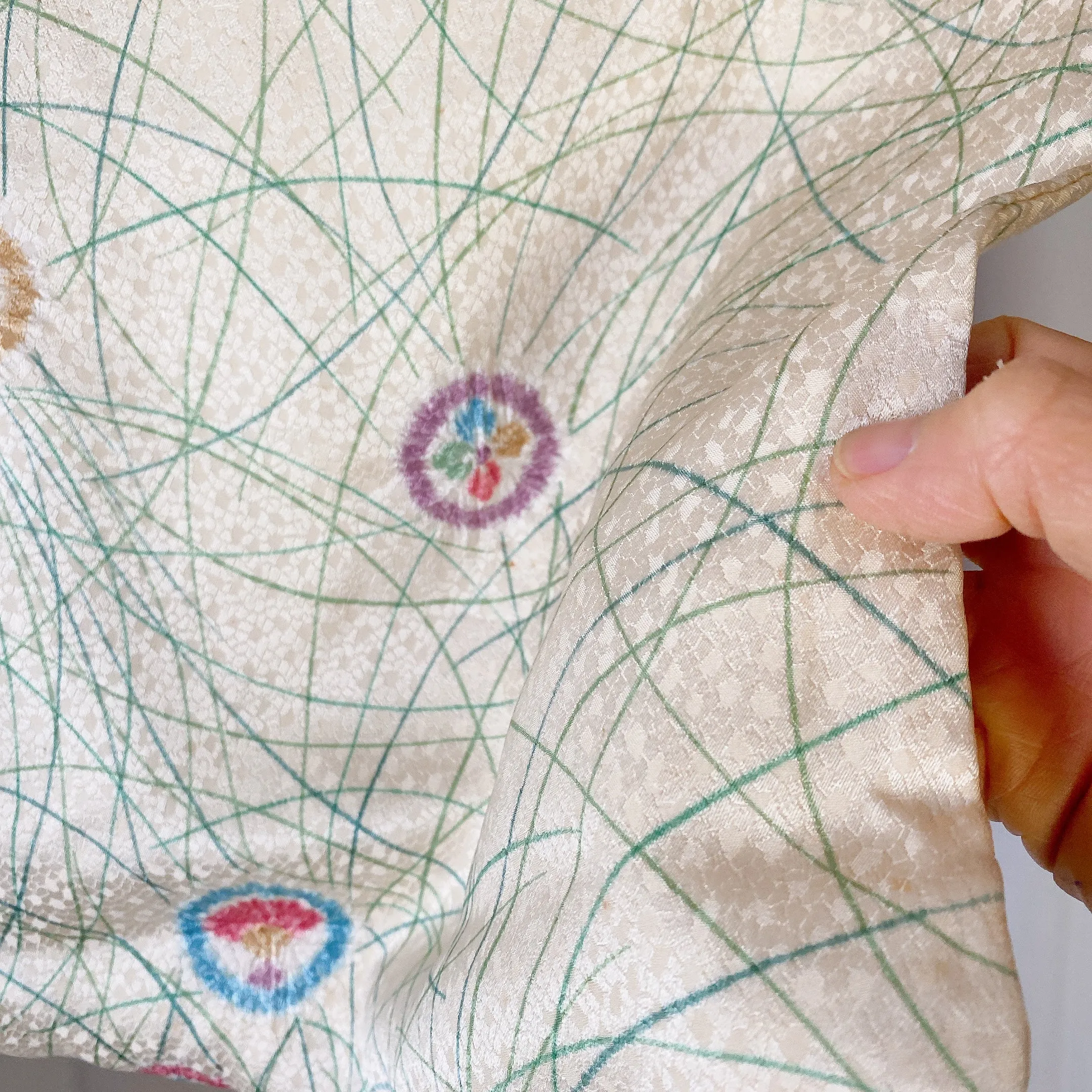 Cream Haori Haori, Shibori, Japanese Kimono, Stains, Poor Condition, Cardigan, Women's Jacket, Silk Long outer,  Casual Layer, Versatile-K