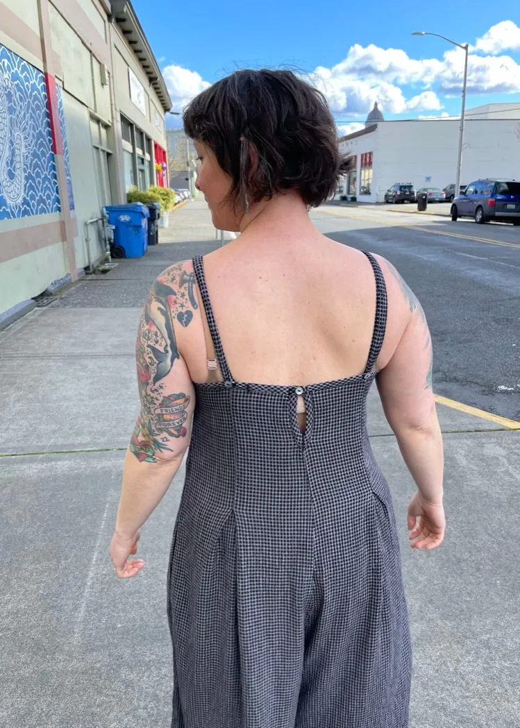 Crinkle Check Crop Jumpsuit
