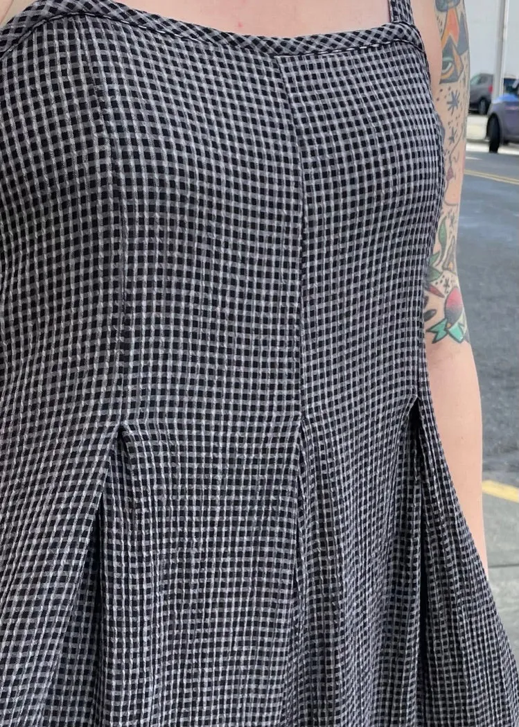 Crinkle Check Crop Jumpsuit