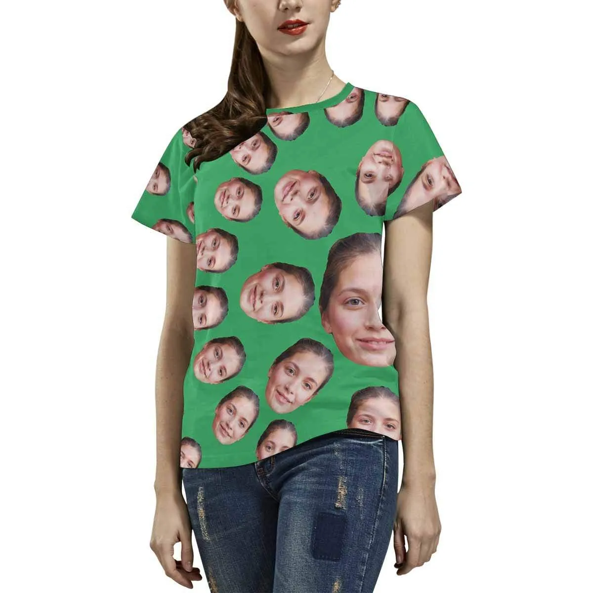 Custom Face Shirts Circle Shape Women's All Over Print T-shirt Gift for Mother's Day
