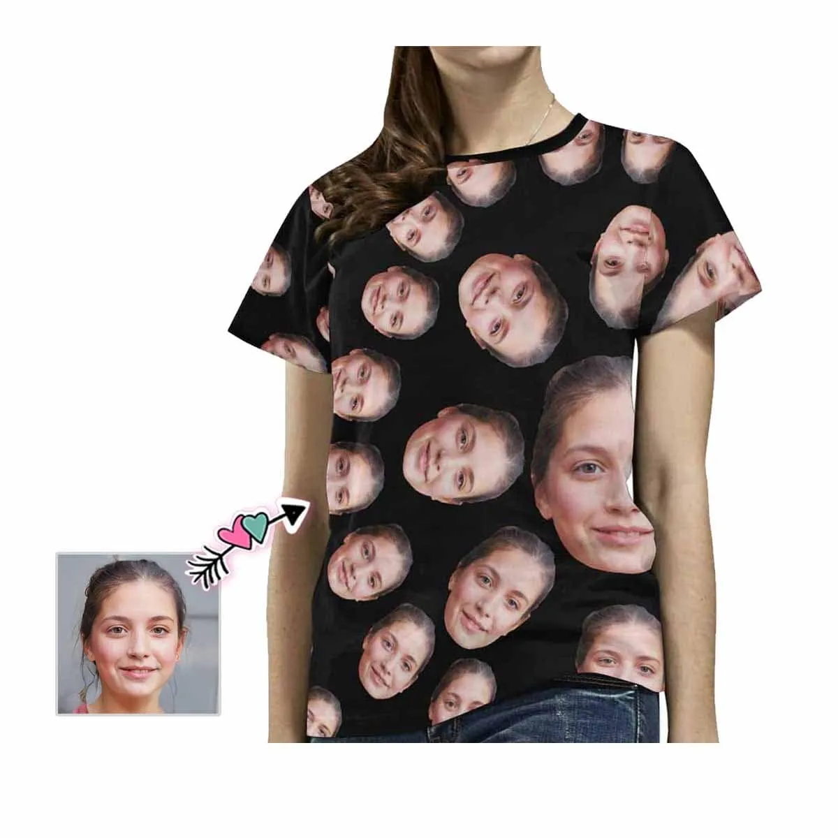 Custom Face Shirts Circle Shape Women's All Over Print T-shirt Gift for Mother's Day